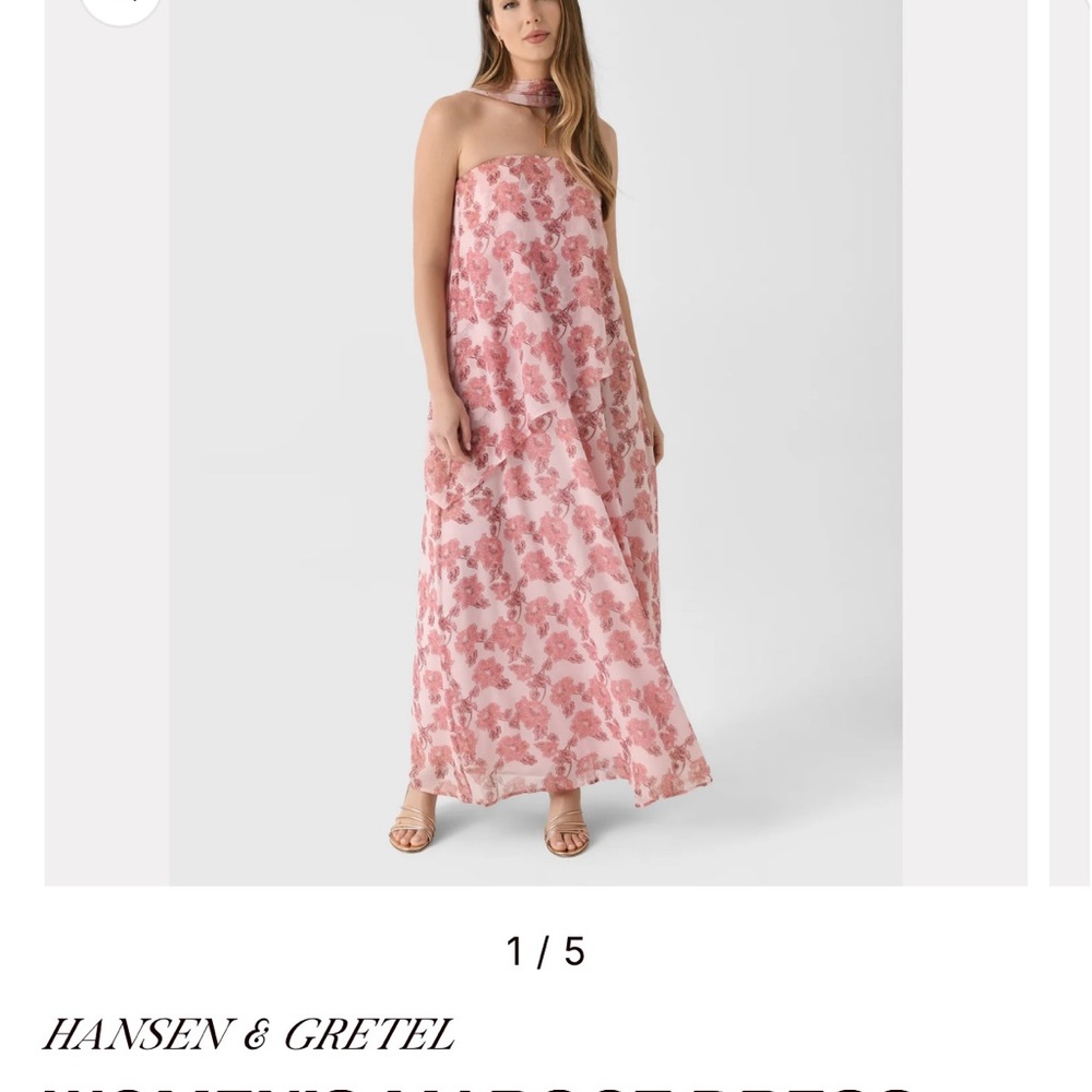Hansen & Gretel Pink Floral Maxi Dress with Neck Scarf